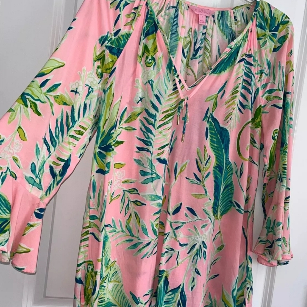 Lily Pulitzer Willa Flounce Sleeve Coral Reef Tint CHIMPOISERIE Top